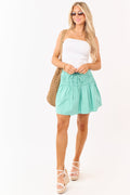 Aquamarine Smocked Waist Cotton Mini Skirt