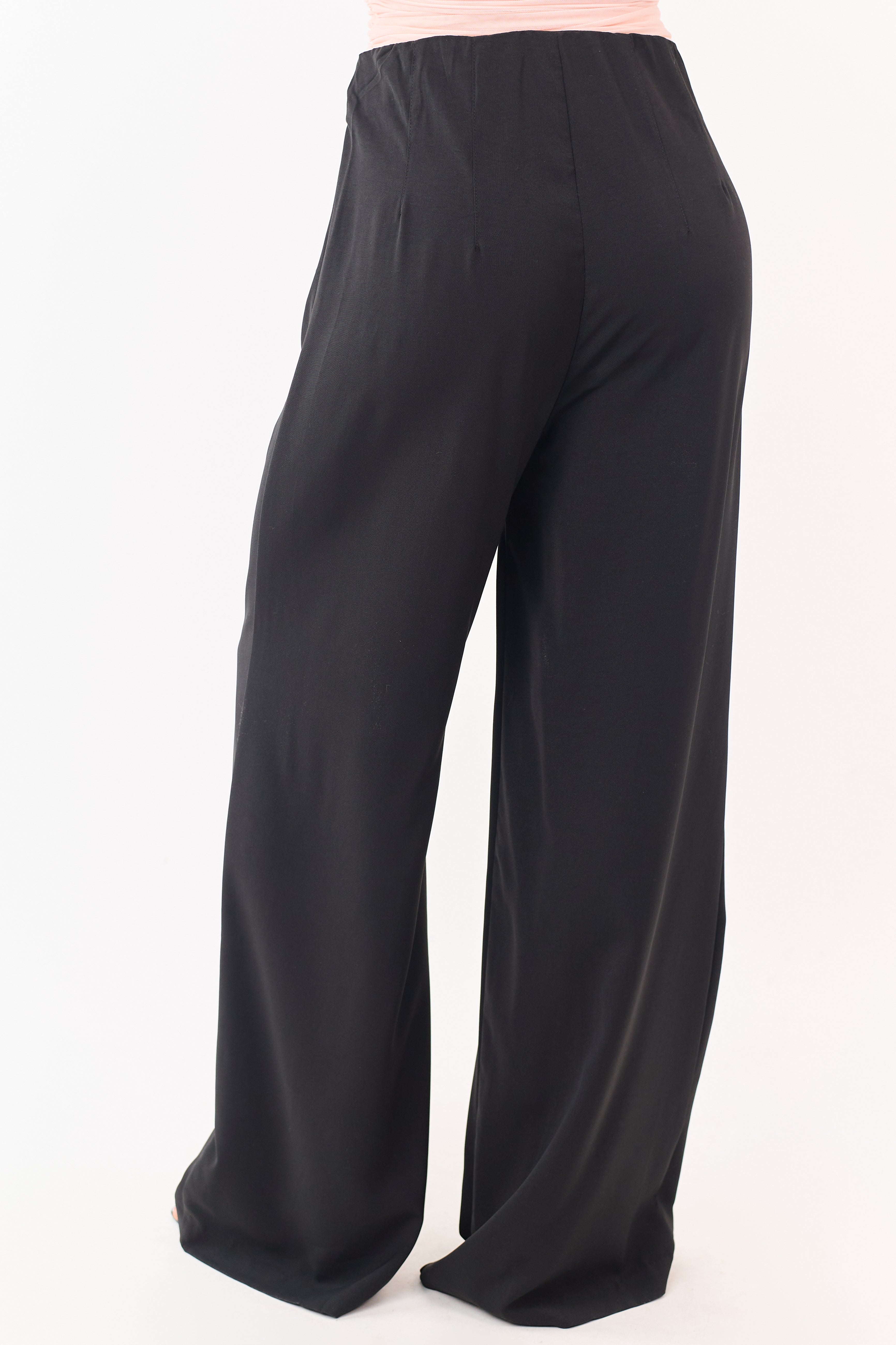 Black High Waisted Flowy Wide Leg Pants