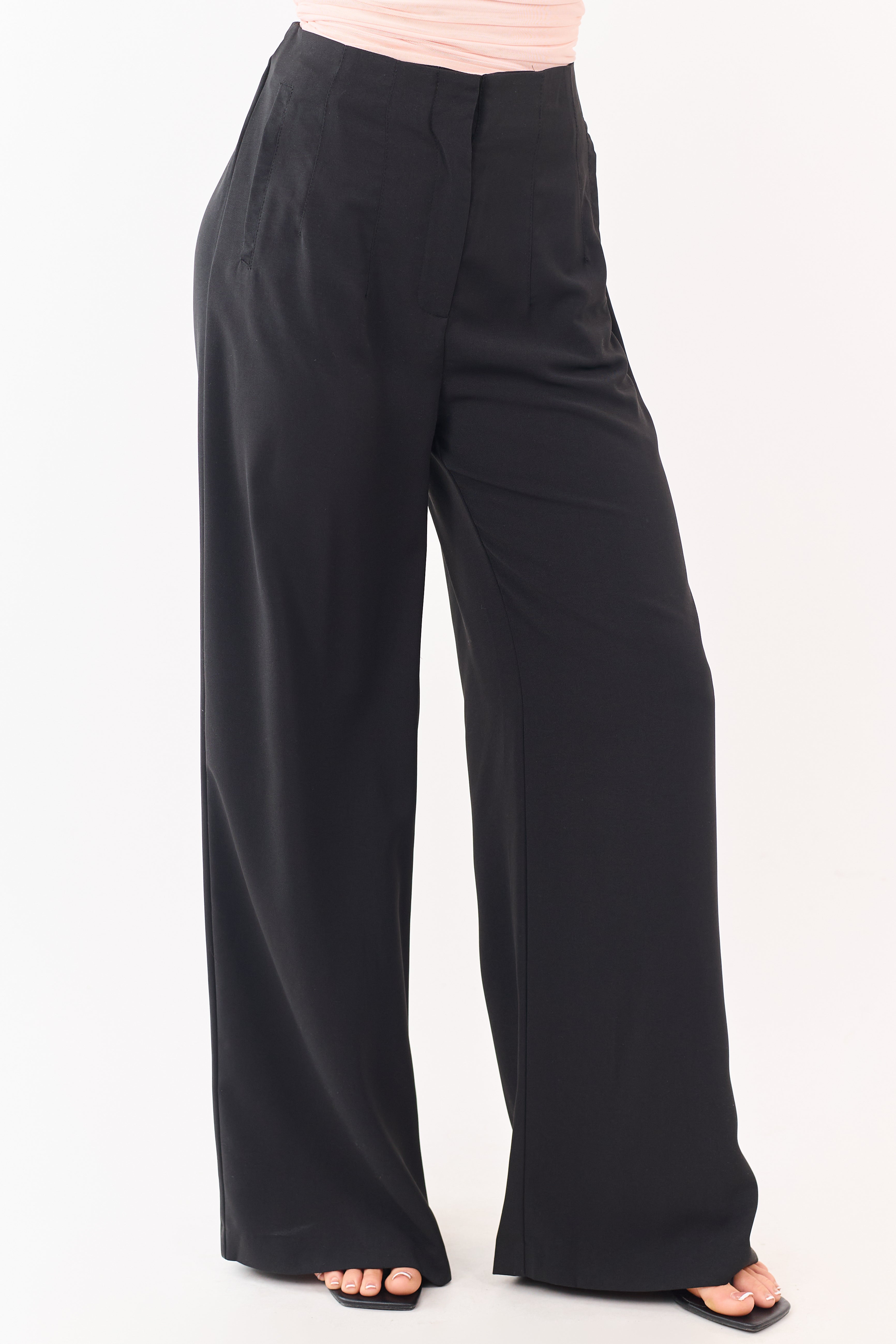 Black High Waisted Flowy Wide Leg Pants