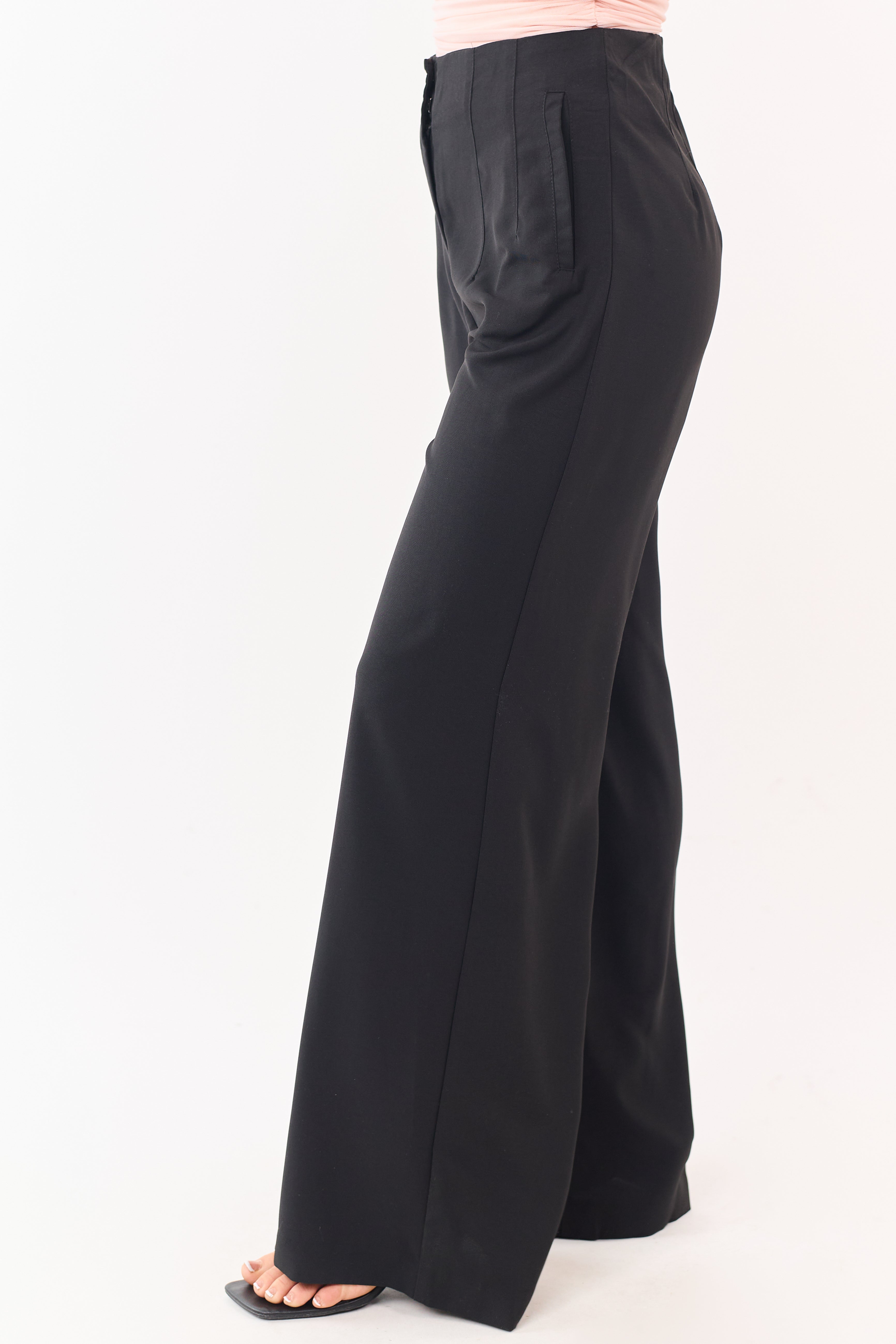 Black High Waisted Flowy Wide Leg Pants