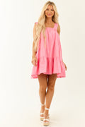 Bubblegum Sleeveless Poplin Ruffle Mini Dress