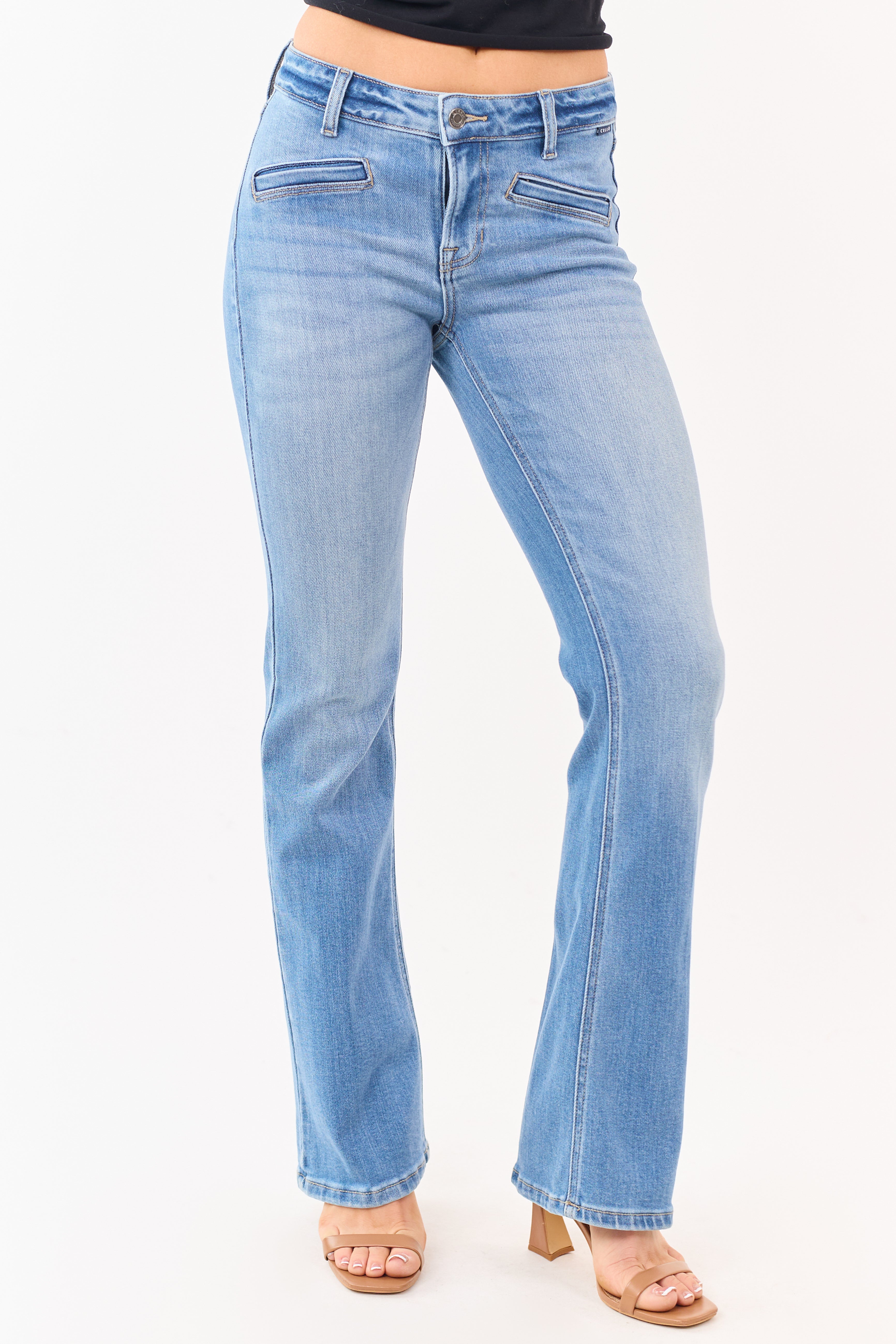 Cello Medium Wash Mid Rise Stretchy Bootcut Jeans