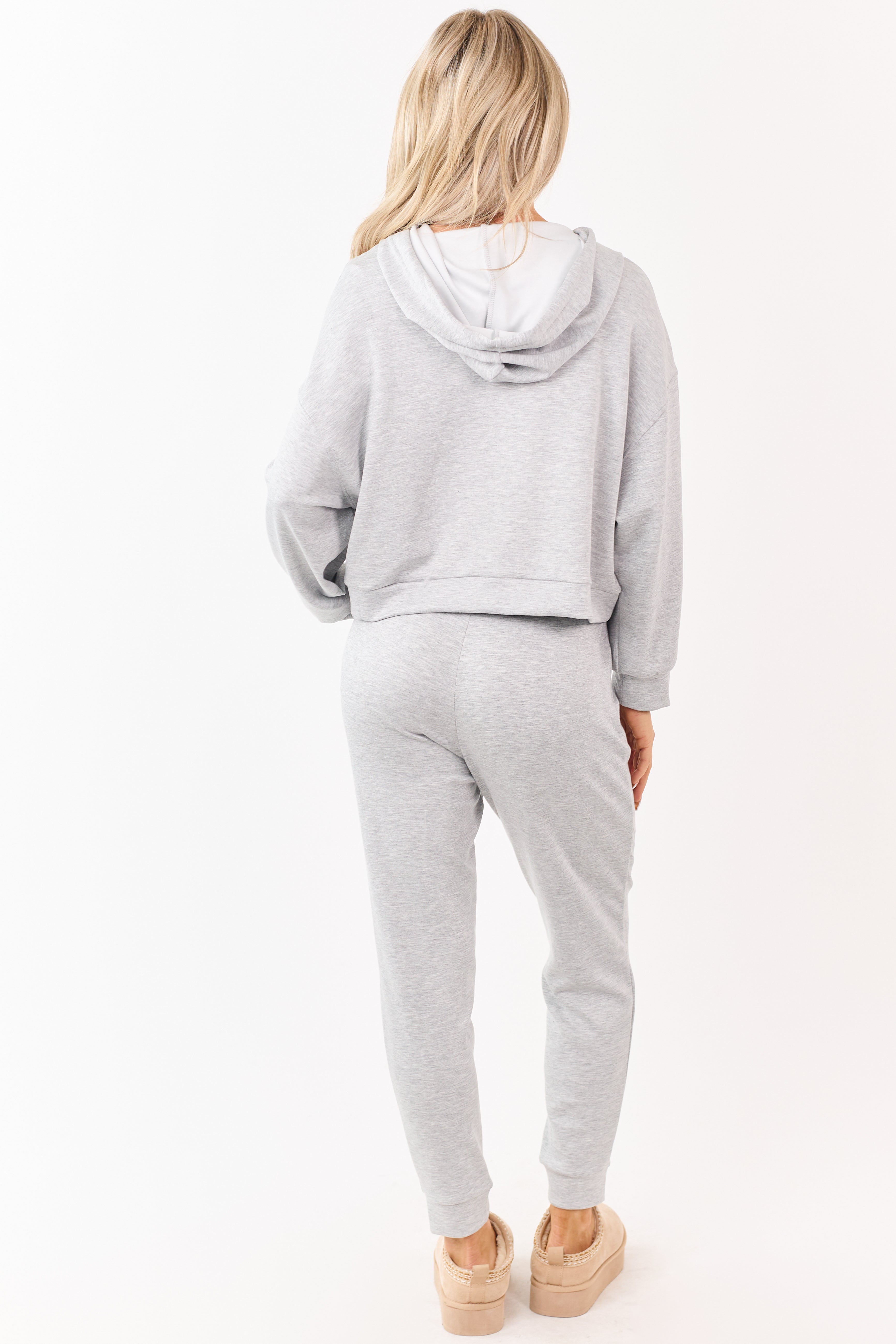 Dark Heather Grey Buttoned Hoodie and Sweatpants Set