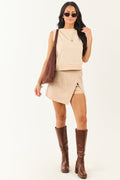 Desert Sand Washed Cotton Skort and Tank Top Set