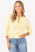 Honeysuckle Striped Button Down Eyelash Knit Cardigan
