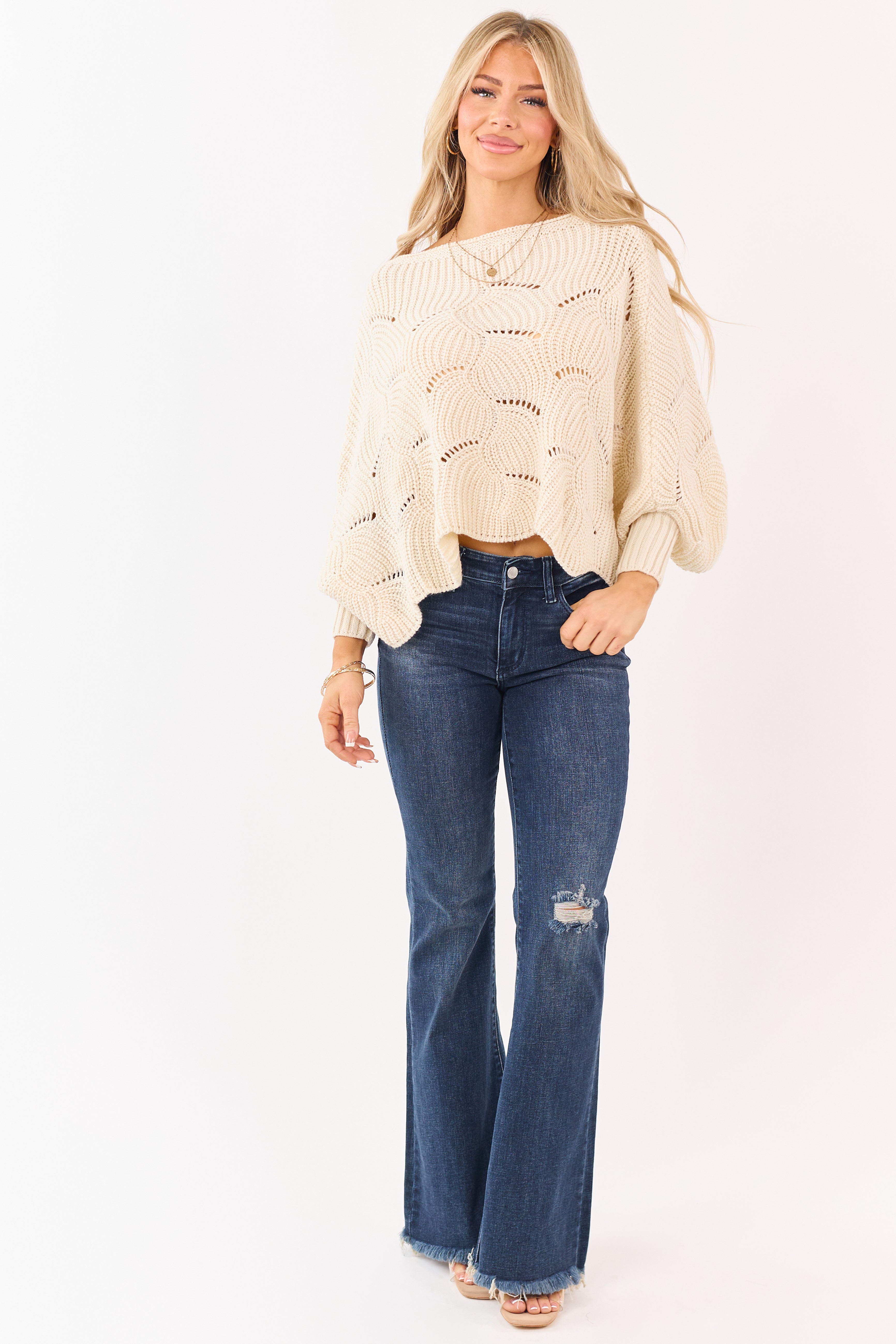Judy Blue Dark Wash Stretchy Flare Frayed Hem Jeans