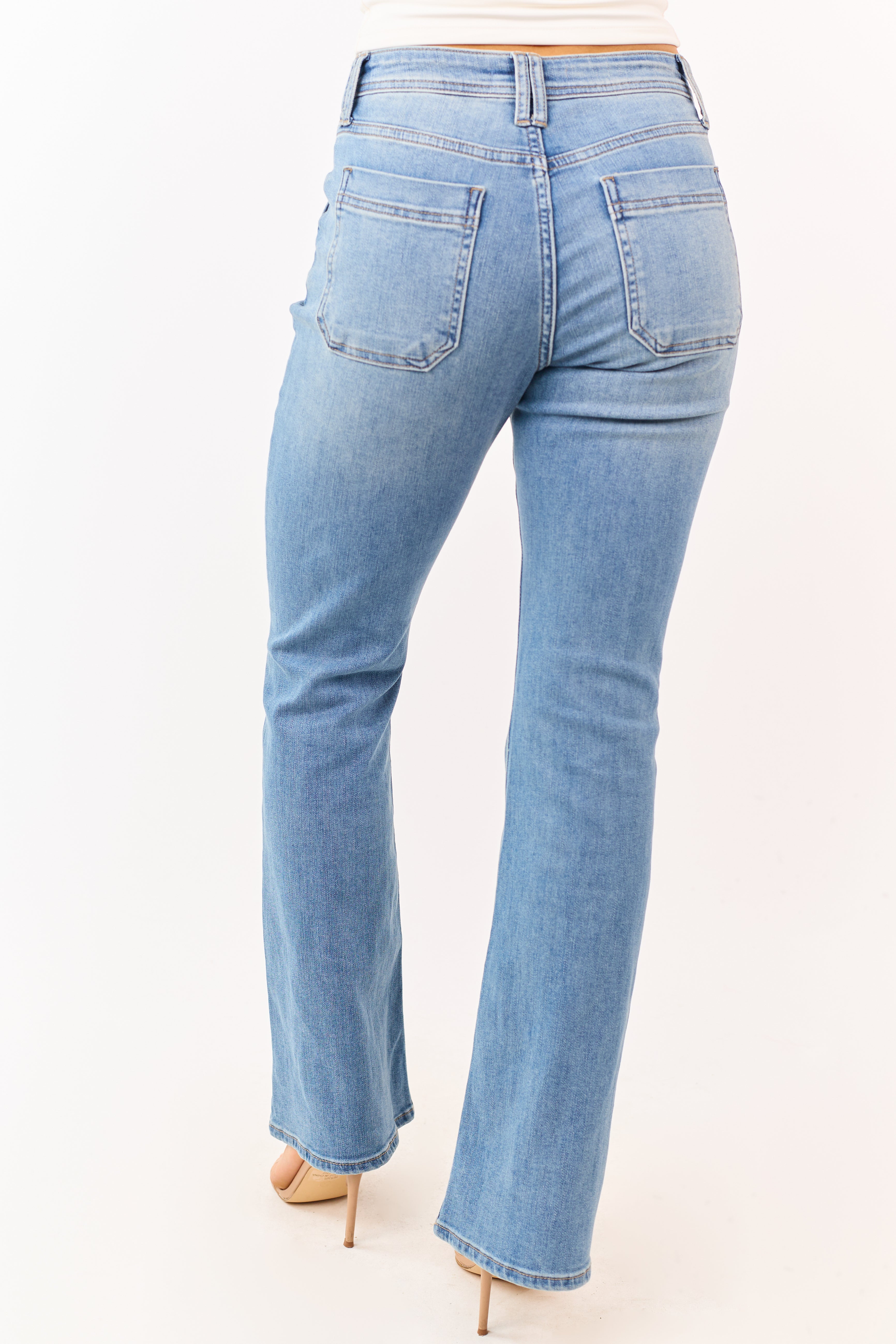 Medium Wash Bootcut Stretchy High Rise Jeans