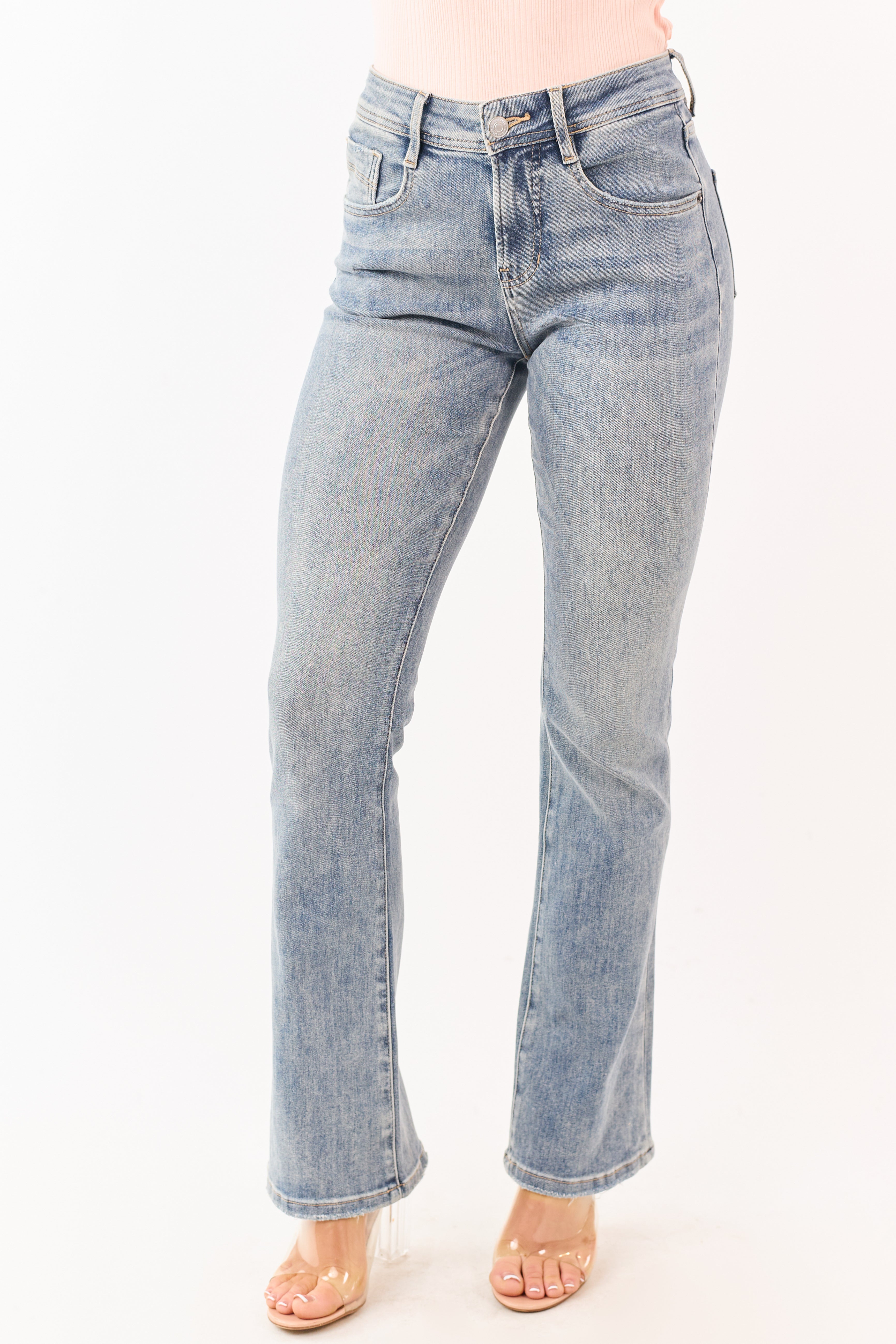 Mica Denim Vintage Wash Stretchy Bootcut Jeans
