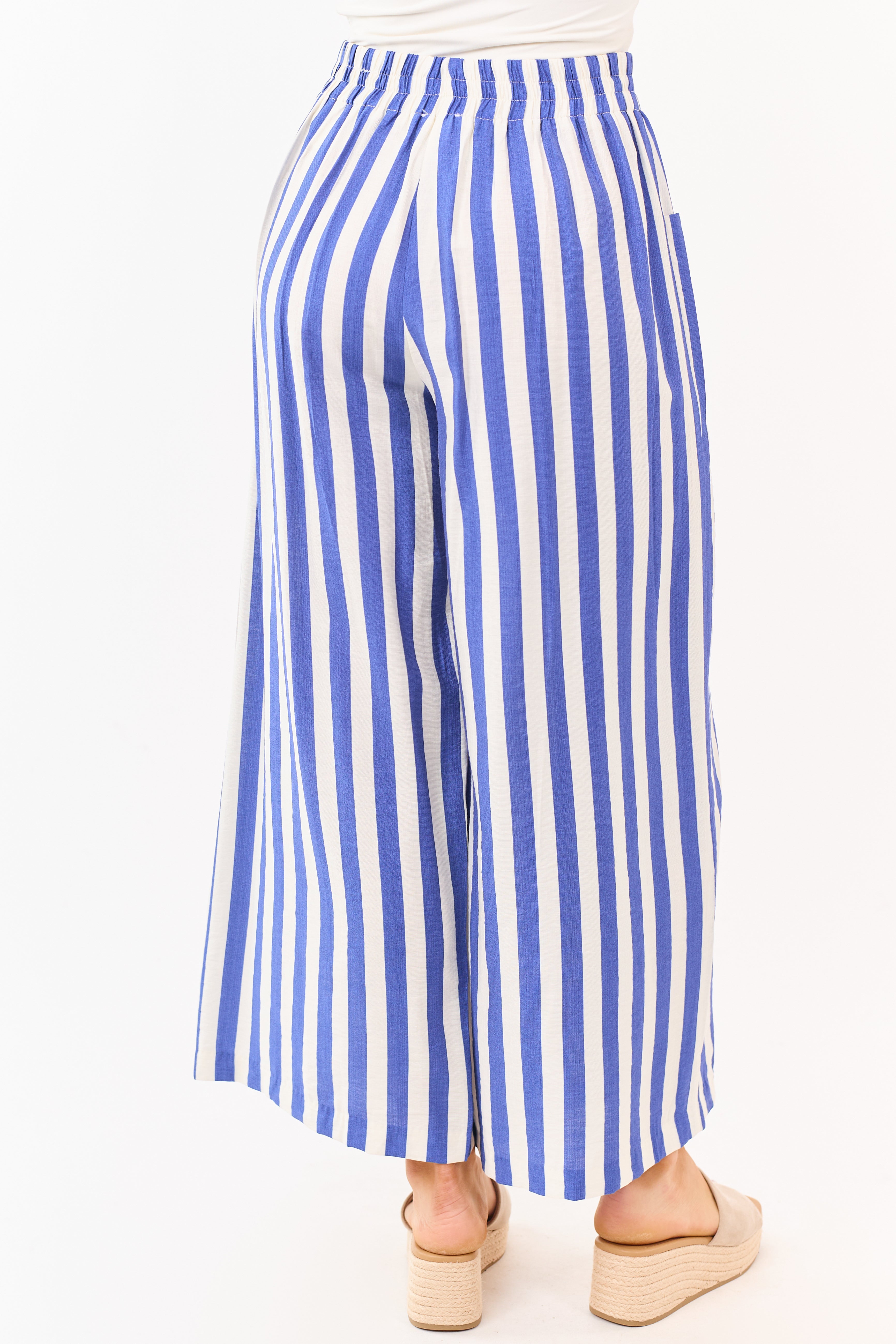 Sapphire and Vanilla Striped Wide Leg Pants