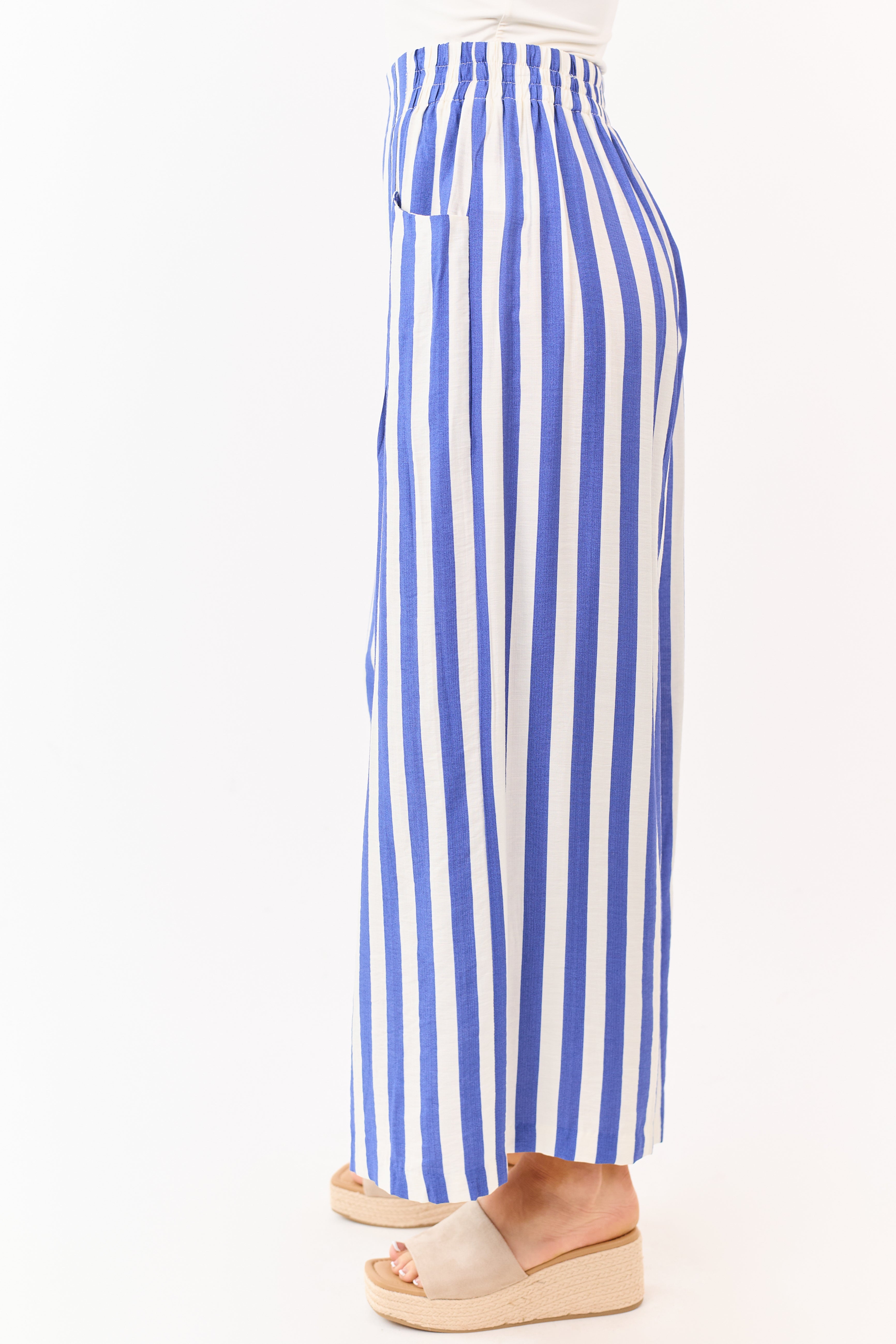 Sapphire and Vanilla Striped Wide Leg Pants