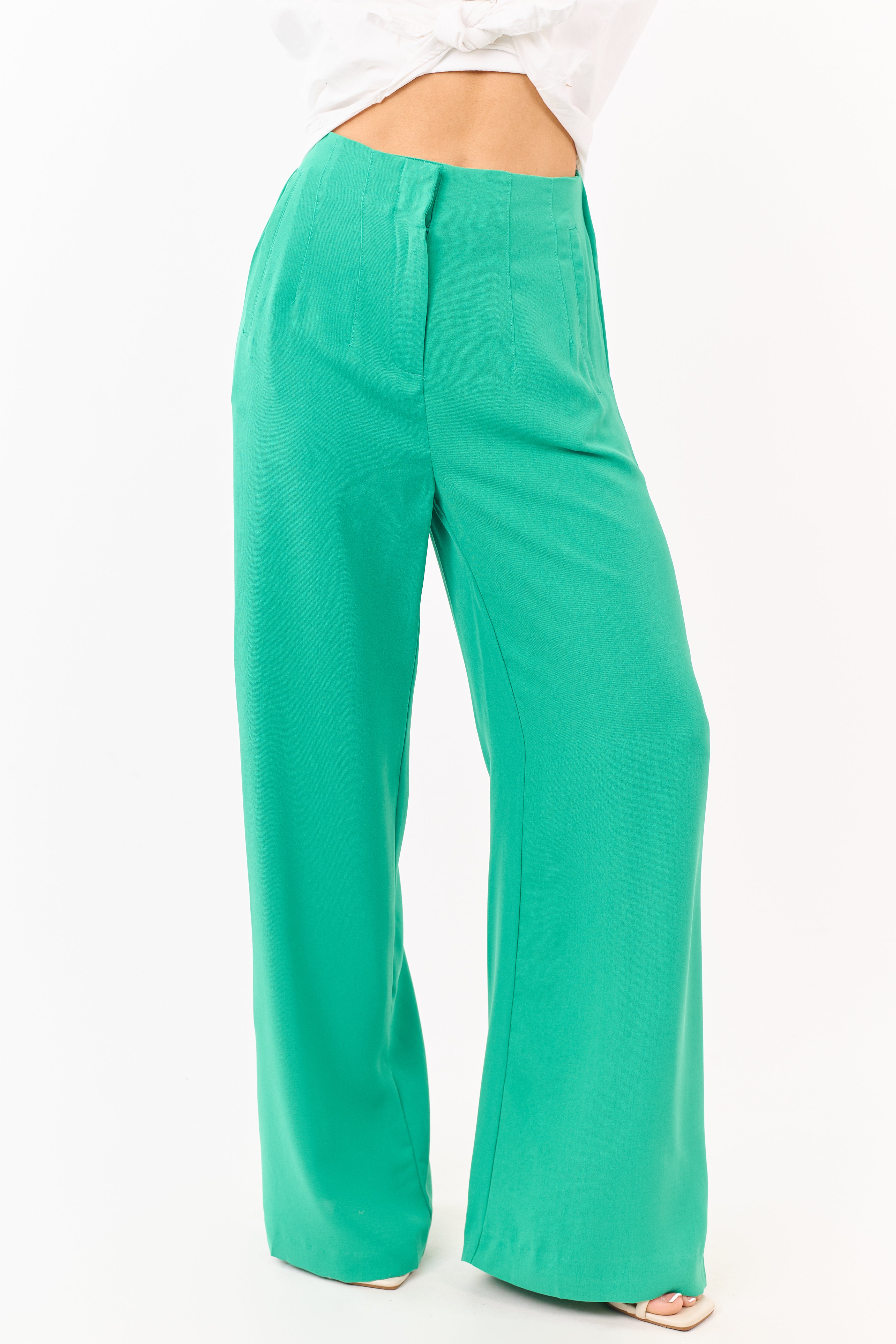 Shamrock High Waisted Flowy Wide Leg Pants