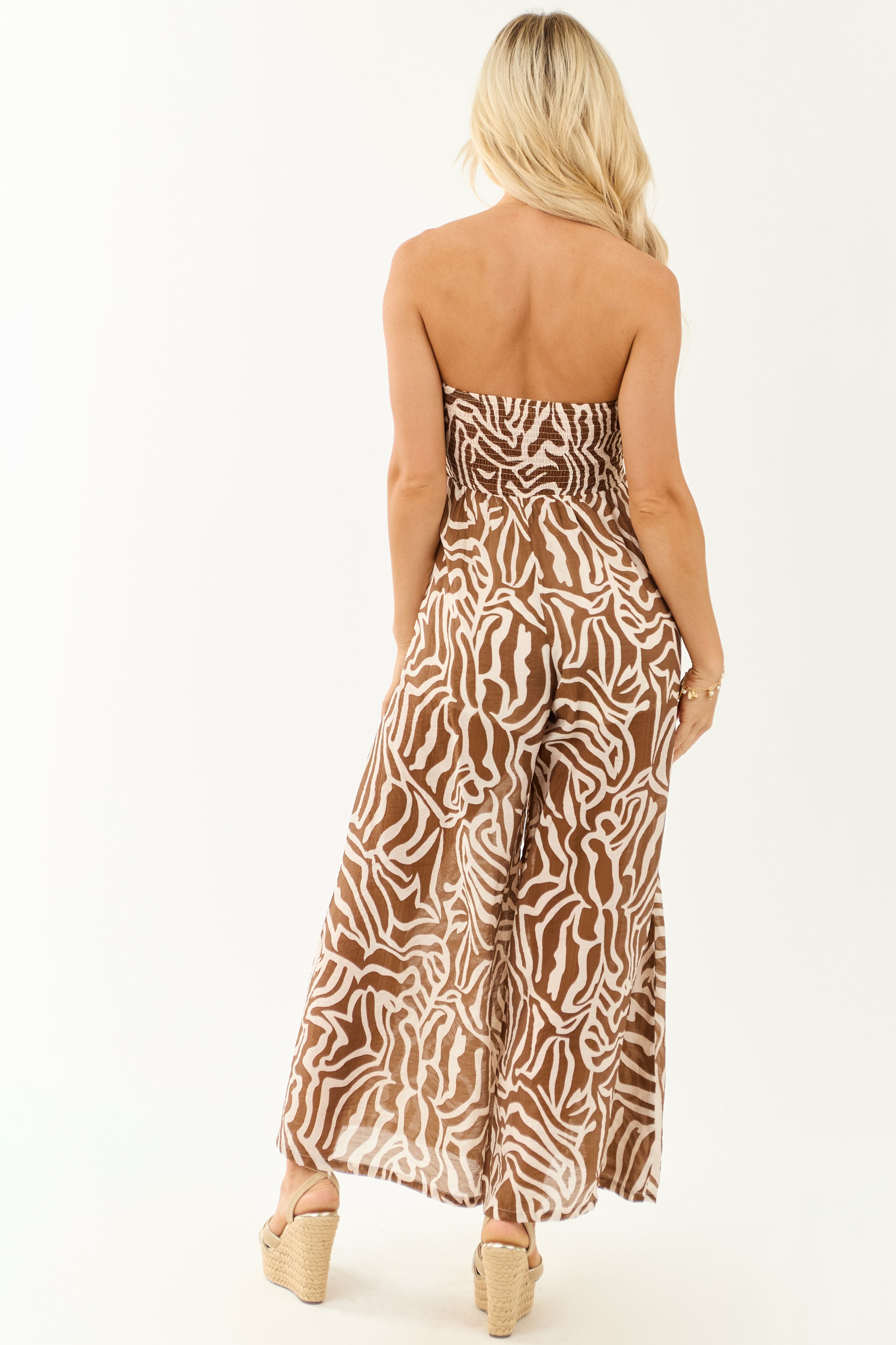 Spice Abstract Convertible Halter Wide Leg Jumpsuit