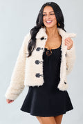 Vanilla Curly Teddy Texture Toggle Closure Jacket